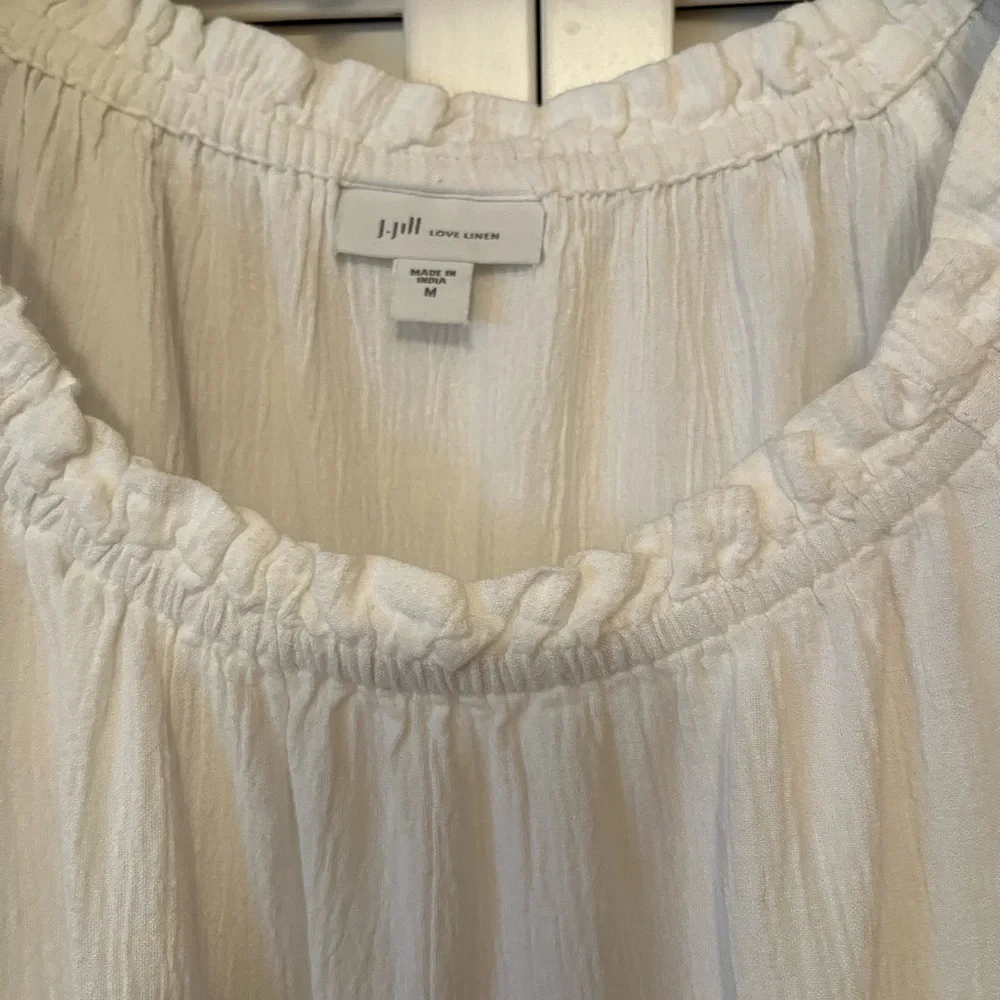 J Jill Crinkle White Love Linen Tunic - Size M - Picture 3 of 7